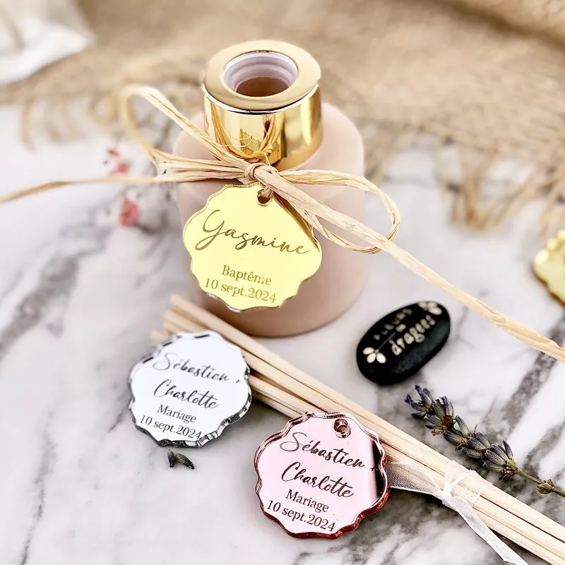 Etiquettes Miroir personnalisée - Rond Baroque