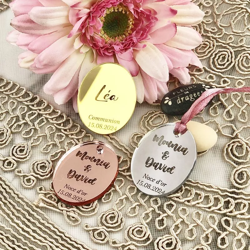 6 Etiquettes personnalisée Miroir mariage Ovale
