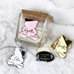 Etiquettes dragée Ourson - Miroir (6psc)