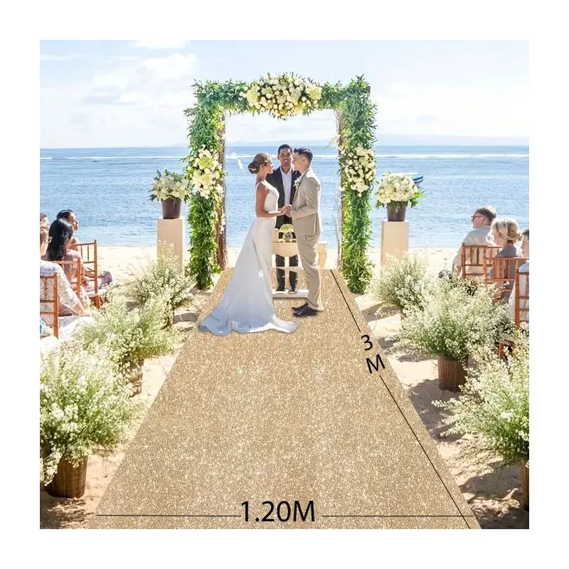 Tapis pailleté doré 3 mètres