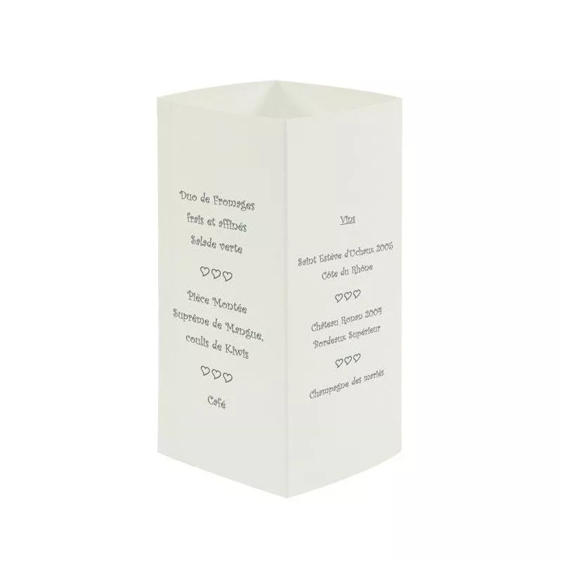 Menu photophore carré x10