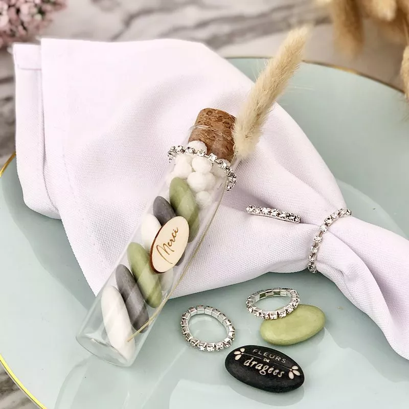 (12psc) Bague à strass élastique - Rond de serviette