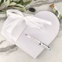 Livre d'or cœur blanc Nacré + Nœud