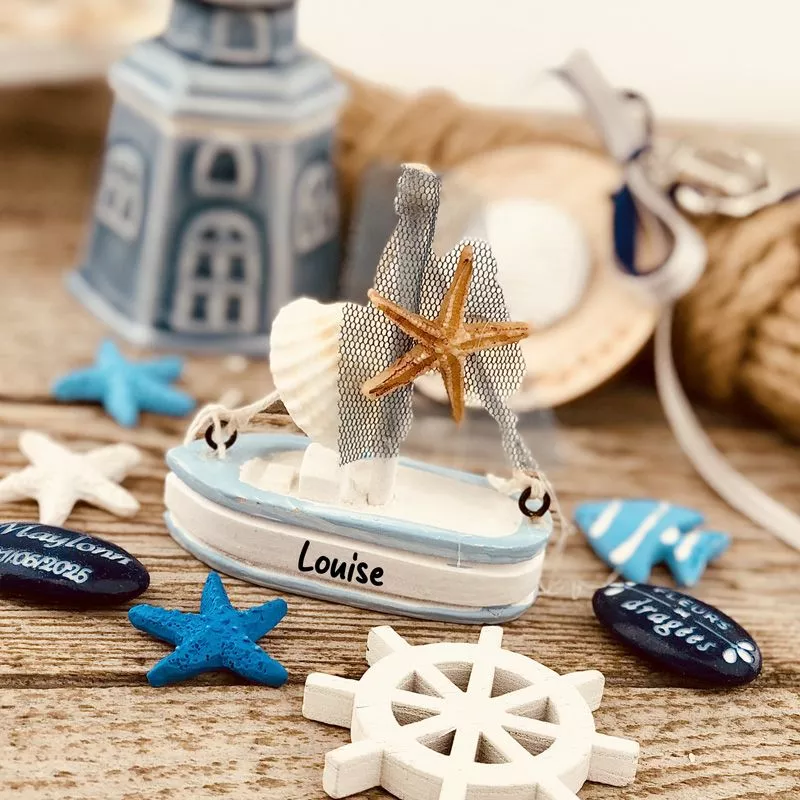 Petit bateau déco cadeau d'invité - Bleu