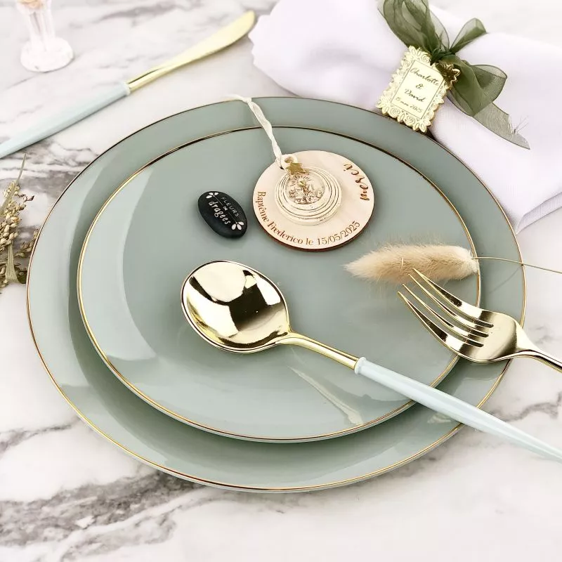 Lot 16 Assiettes réutilisables Gourmet Vert sauge