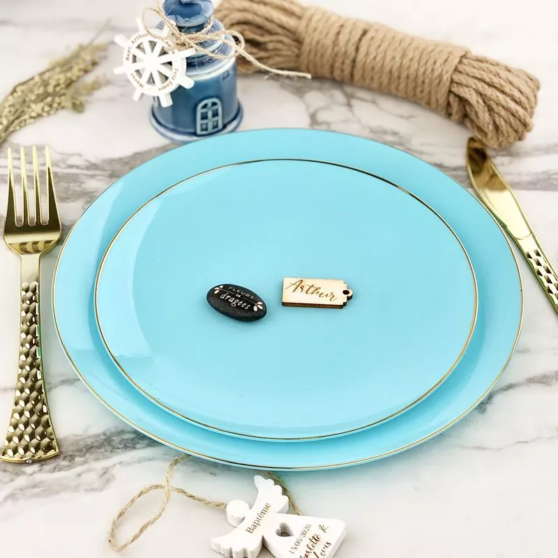 Lot 16 Assiettes réutilisables Gourmet Turquoise